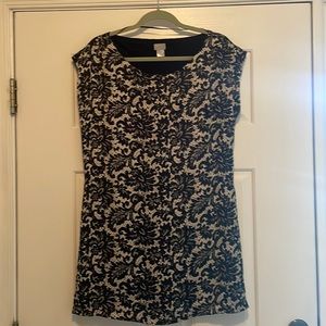 Lace print silk shift dress